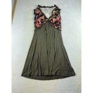 Y2K Babydoll Vertigo Paris Women's Dress Midi A-line V-neck Floral Size XL New
